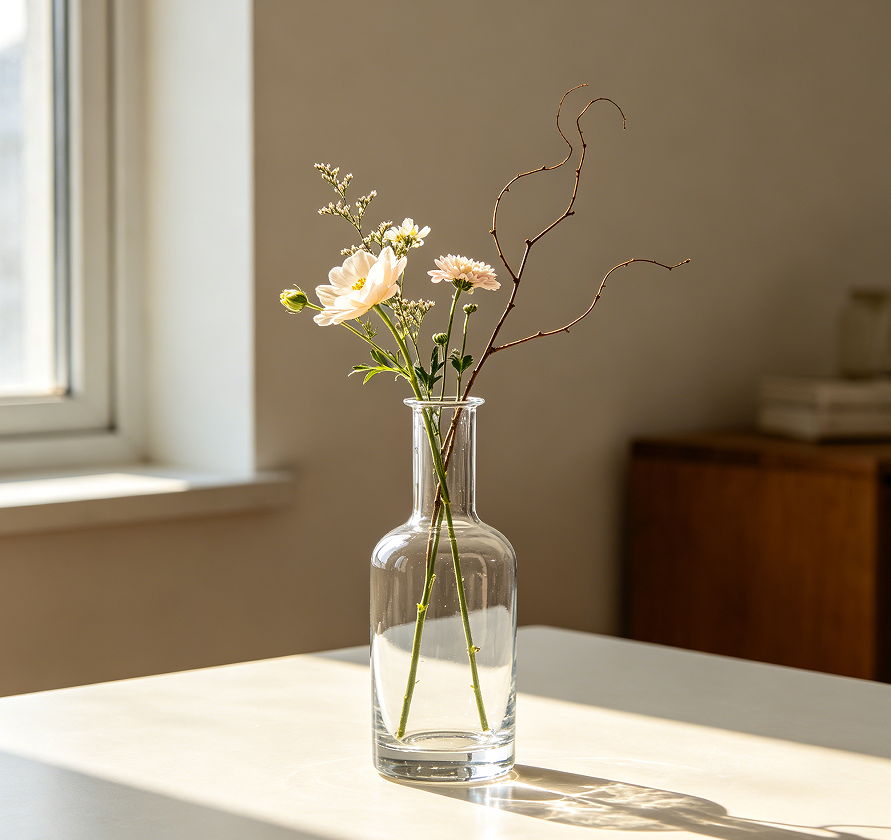 Narrow Neck Glass Flower Arrangement Vase