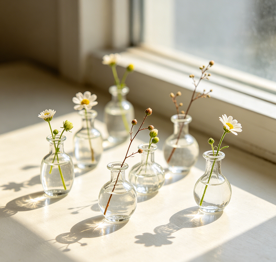 Small Tabletop Glass Bud Vase Set